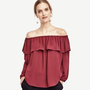 ANN TAYLOR COLD SHOULDER RUFFLE TOP